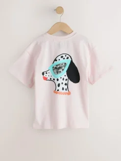 Next Kendra Dandry Oversized T-Shirt (3-16yrs) Pink Dog Best