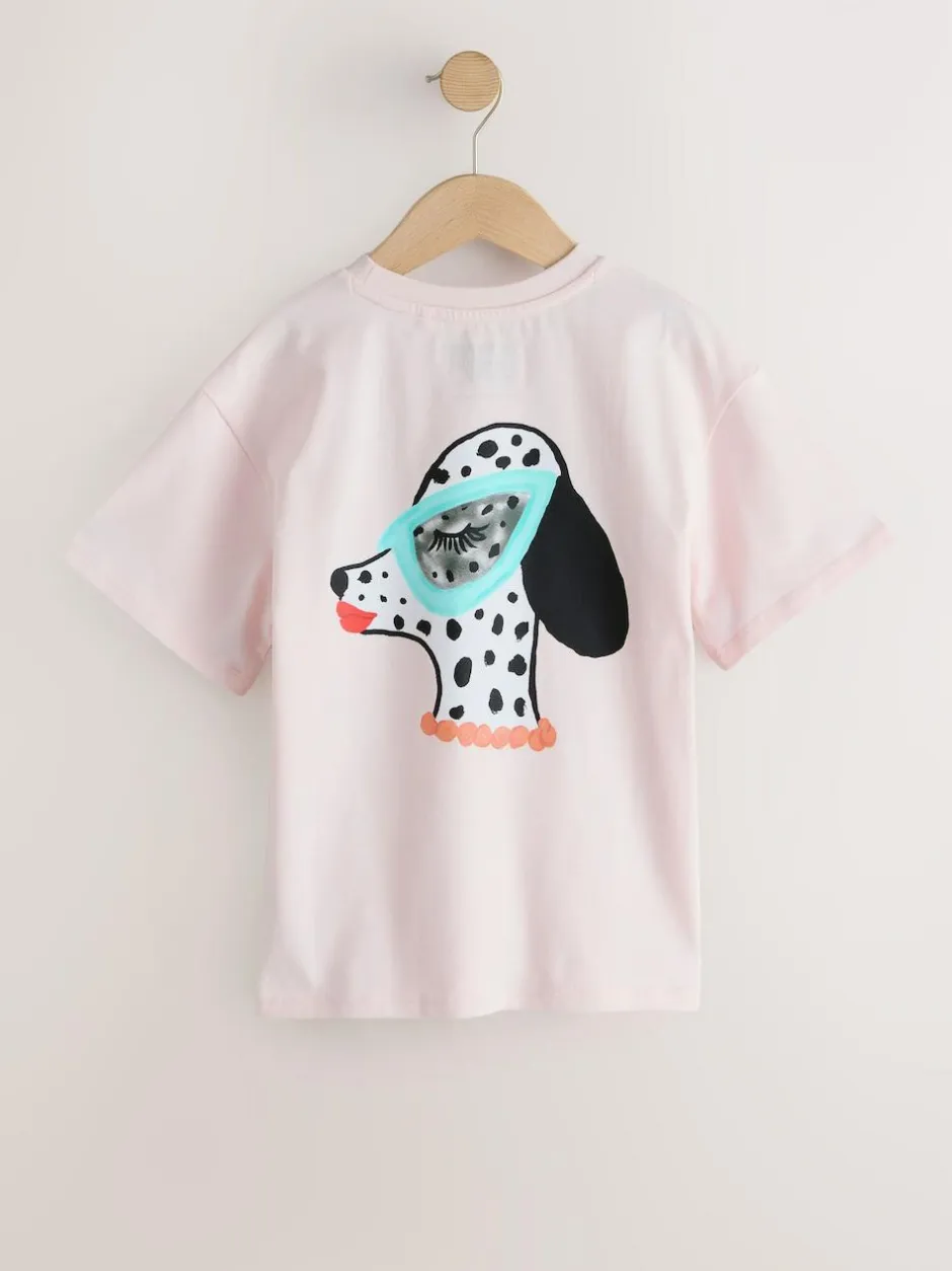 Next Kendra Dandry Oversized T-Shirt (3-16yrs) Pink Dog Best