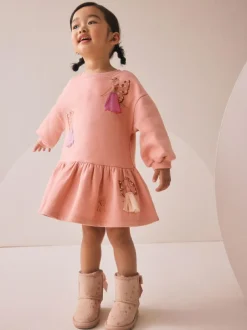 Next Pink Fairy Dropped Waist Sweat Dress (3mths-7yrs)