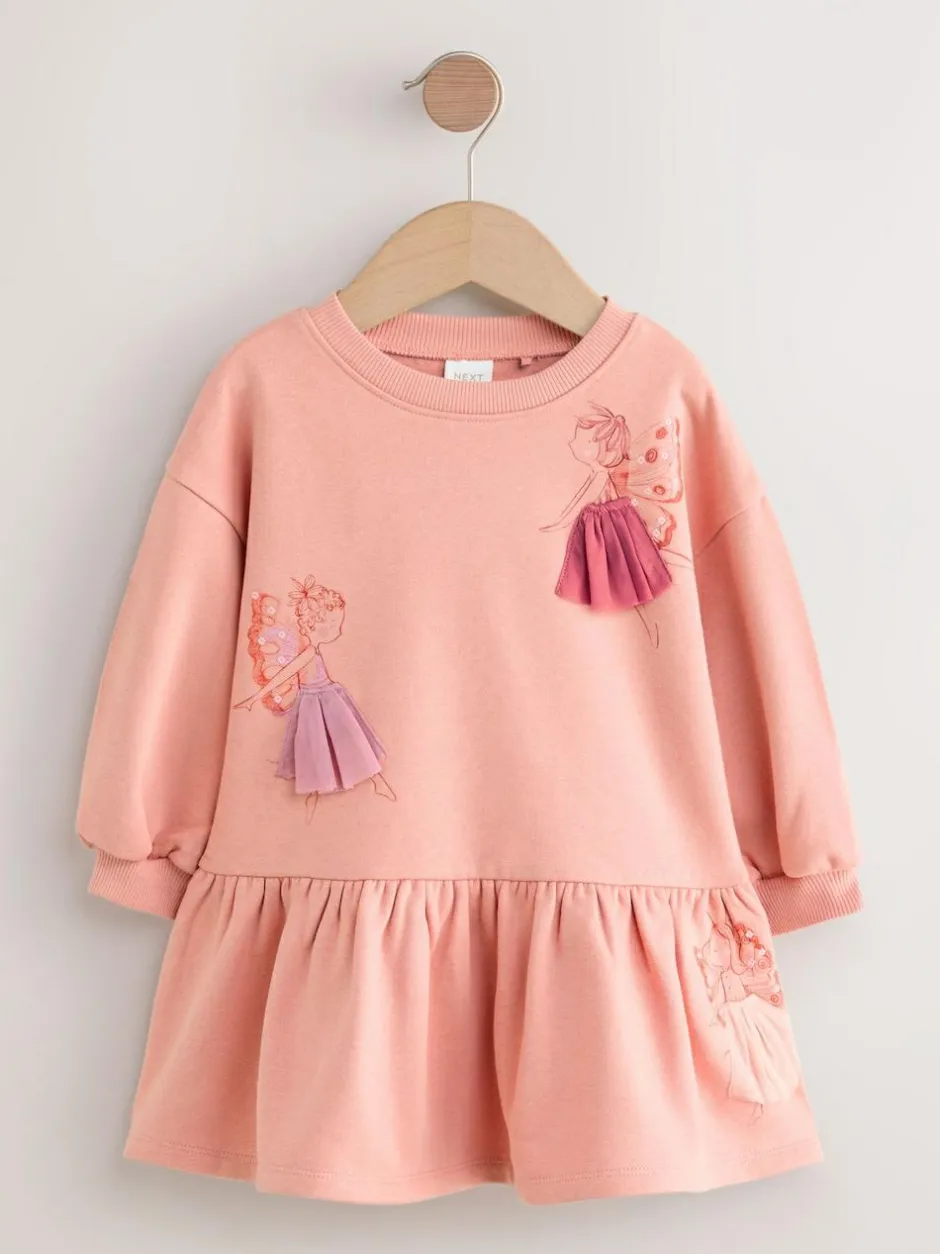 Next Pink Fairy Dropped Waist Sweat Dress (3mths-7yrs)