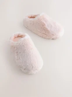 Next Faux Fur Mule Slippers Pink Online