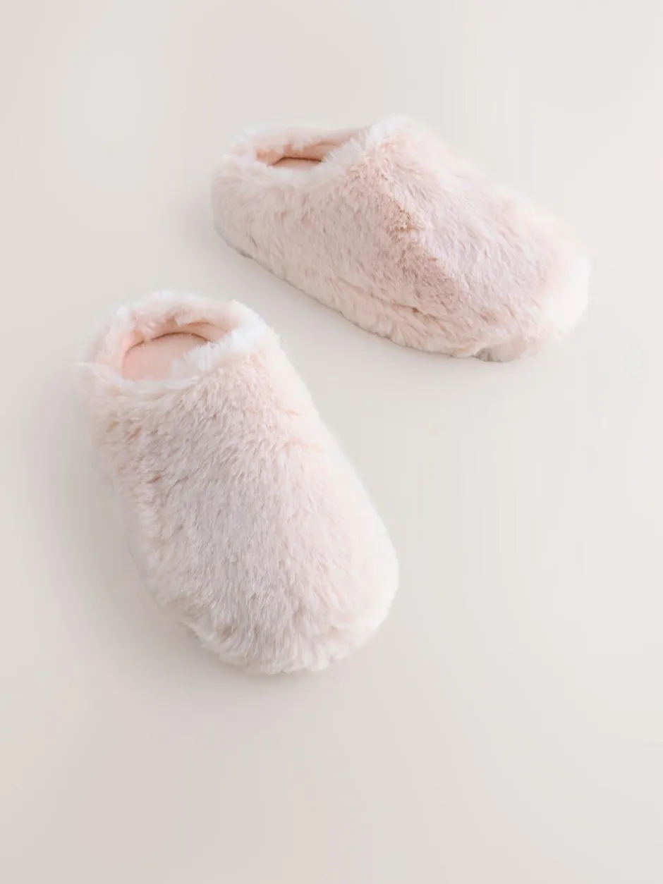Next Faux Fur Mule Slippers Pink Online