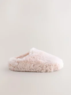 Next Faux Fur Mule Slippers Pink Online