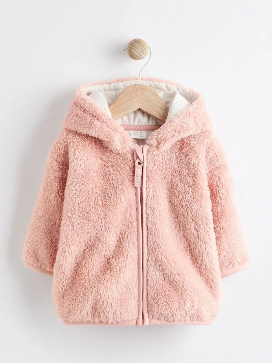 Next Fleece Baby Hooded Jacket (0mths-2yrs) Pink Best