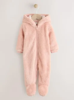 Next Pink Fleece Baby Pramsuit (0mths-2yrs) Discount