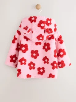Next Pink Floral All Over Print Borg Hooded Baby Jacket (0mths-2yrs) Discount