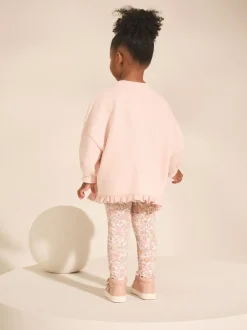 Next Frill Hem Sweatshirt & Leggings Set (3mths-7yrs) Pink Floral Fairy New