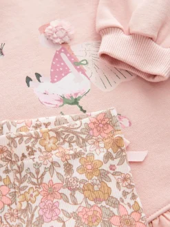 Next Frill Hem Sweatshirt & Leggings Set (3mths-7yrs) Pink Floral Fairy New