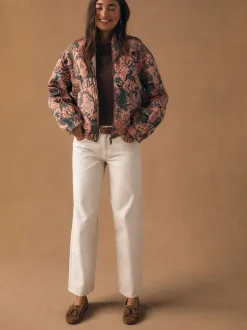 Next Floral Jacquard Bomber Jacket Pink Clearance