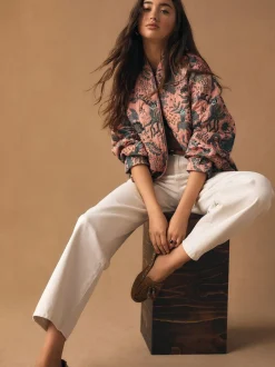 Next Floral Jacquard Bomber Jacket Pink Clearance