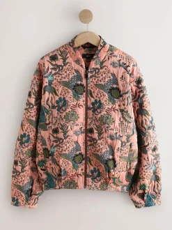 Next Floral Jacquard Bomber Jacket Pink Clearance