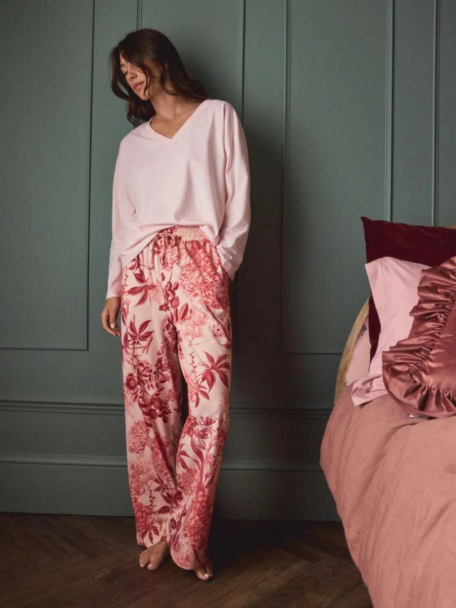 Next Pink Floral Kew Collection Long Sleeve Pyjamas