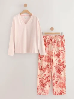 Next Pink Floral Kew Collection Long Sleeve Pyjamas