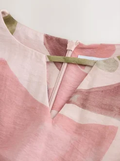 Next V-Neck 3/4 Length Sleeve Maxi Kaftan Dress Pink Floral Print Online