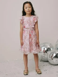 Next Pink Floral Ruffle Party Dress (3-16yrs) Sale