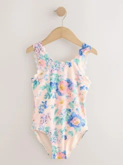 Next Scallop Edge Swimsuit (3-16yrs) Pink Floral Outlet