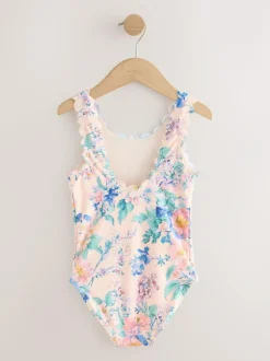 Next Scallop Edge Swimsuit (3-16yrs) Pink Floral Outlet