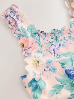 Next Scallop Edge Swimsuit (3-16yrs) Pink Floral Outlet