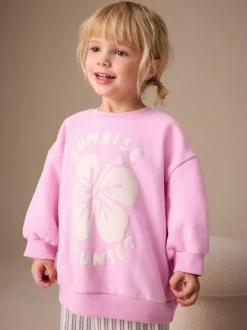 Next Pink Flower Sweatshirt & Wide Leg Trousers Set (3mths-7yrs) Discount