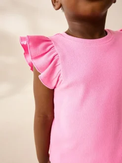 Next Frill Shoulder Ribbed Vest (3mths-7yrs) Pink Best