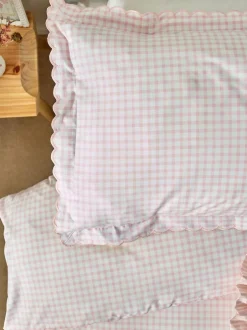 Next Pink Gingham Printed Bedding Duvet Cover and Pillowcase Set