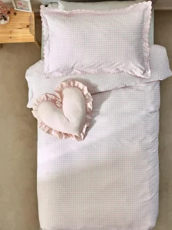 Next Pink Gingham Printed Bedding Duvet Cover and Pillowcase Set