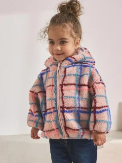 Next Zip Through Fleece (3mths-7yrs) Pink Grid Print Discount