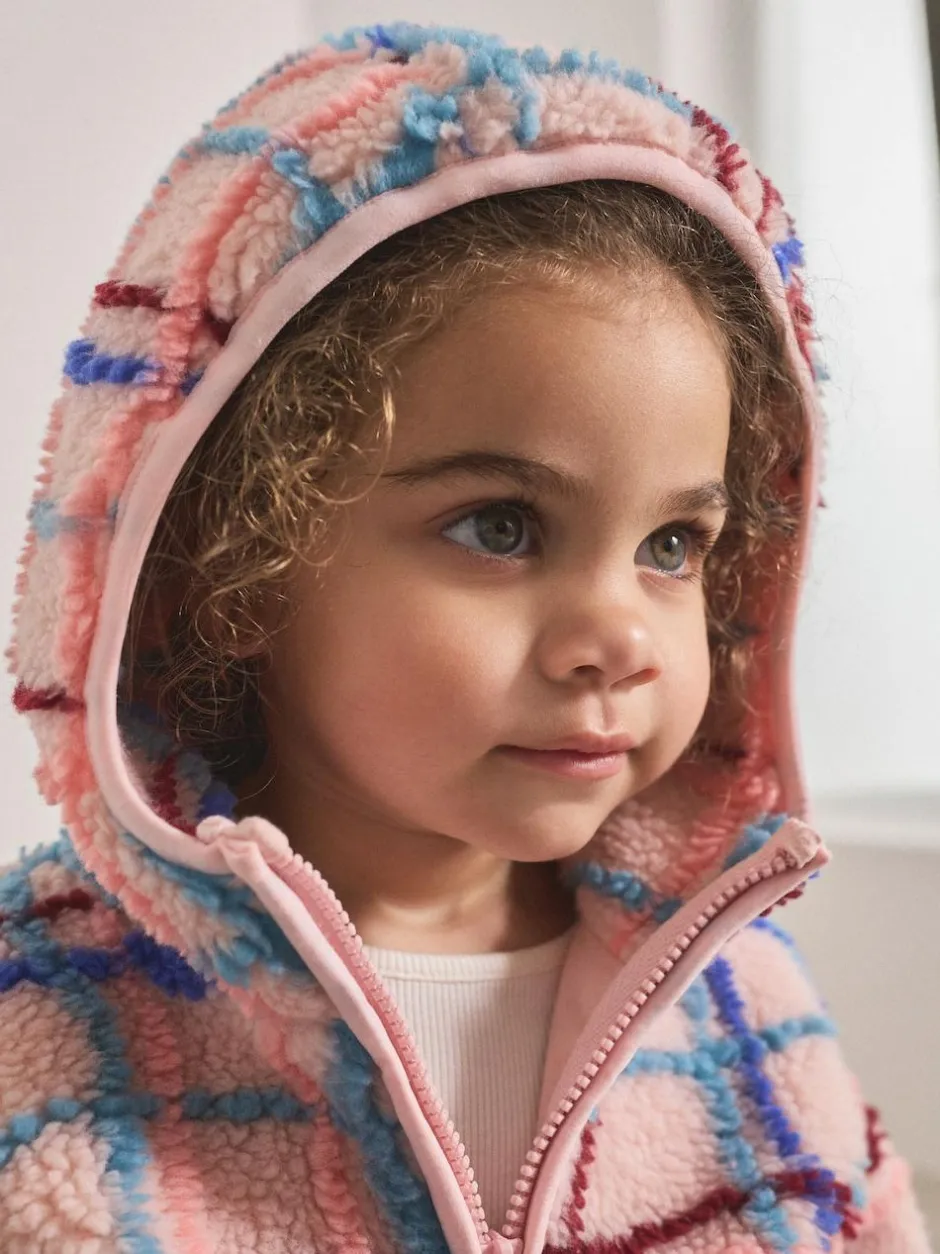 Next Zip Through Fleece (3mths-7yrs) Pink Grid Print Discount