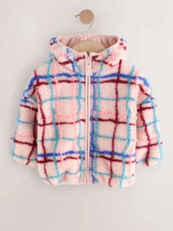 Next Zip Through Fleece (3mths-7yrs) Pink Grid Print Discount