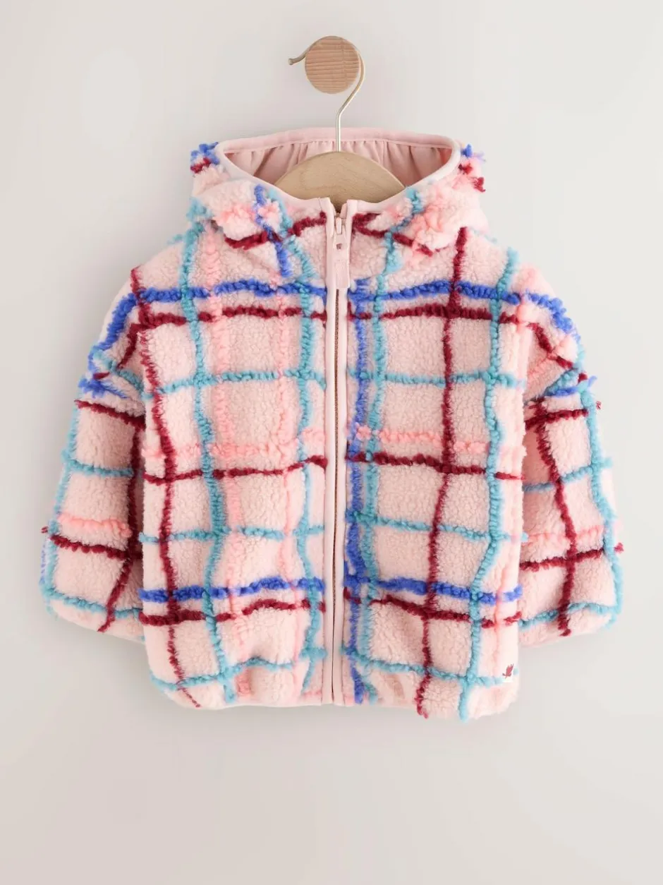Next Zip Through Fleece (3mths-7yrs) Pink Grid Print Discount