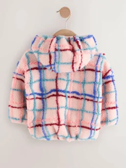 Next Zip Through Fleece (3mths-7yrs) Pink Grid Print Discount