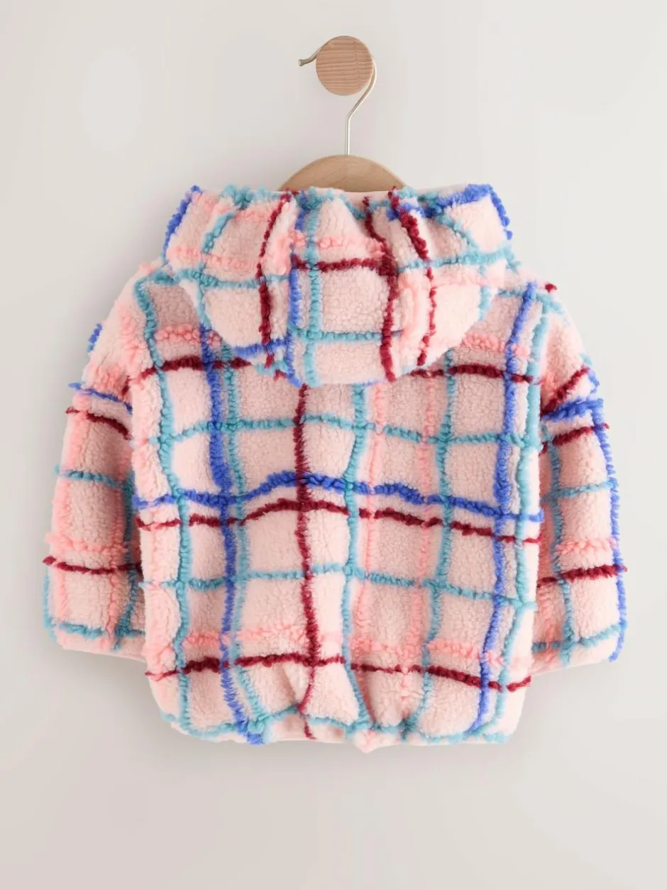 Next Zip Through Fleece (3mths-7yrs) Pink Grid Print Discount