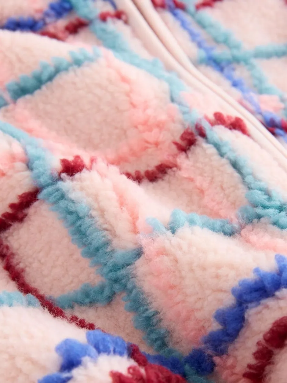 Next Zip Through Fleece (3mths-7yrs) Pink Grid Print Discount