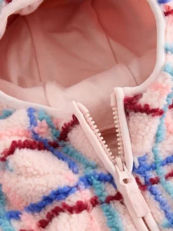 Next Zip Through Fleece (3mths-7yrs) Pink Grid Print Discount