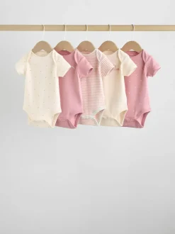 Next Pink Heart Baby Short Sleeve Bodysuits 5 Pack Sale