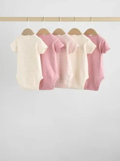 Next Pink Heart Baby Short Sleeve Bodysuits 5 Pack Sale