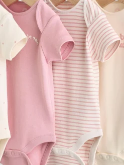 Next Pink Heart Baby Short Sleeve Bodysuits 5 Pack Sale