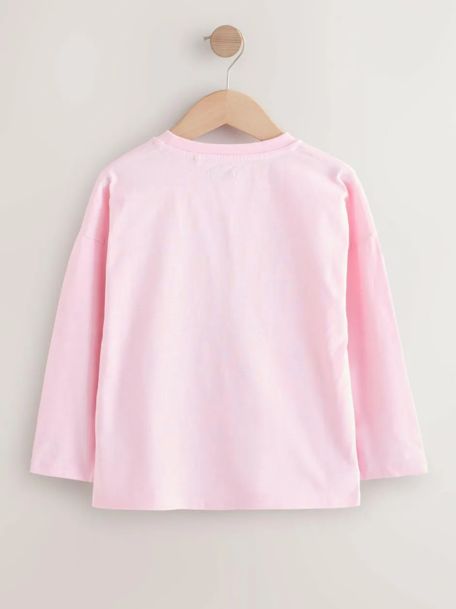 Next Long Sleeve Sequin Top (3-16yrs) Pink Heart