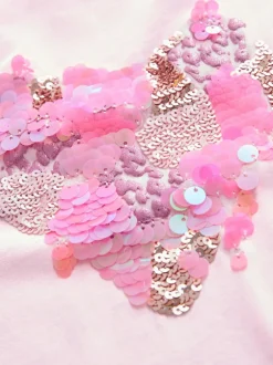Next Long Sleeve Sequin Top (3-16yrs) Pink Heart