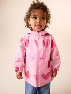 Next Pink Heart Shower Resistant Printed Cagoule Jacket (3mths-7yrs) Best