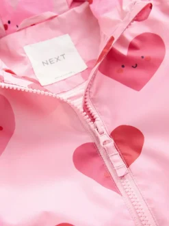 Next Pink Heart Shower Resistant Printed Cagoule Jacket (3mths-7yrs) Best