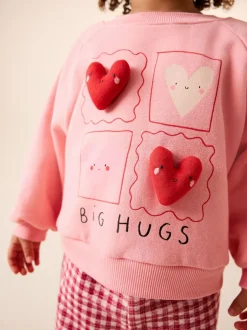 Next Pink Heart Sweatshirt & Wide Leg Trousers Set (3mths-7yrs) Hot