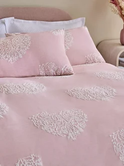 Next Textured Duvet Cover and Pillowcase Set Pink Heart