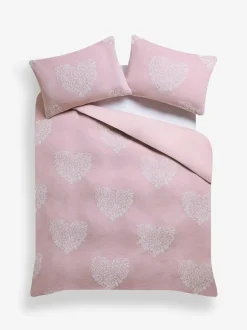 Next Textured Duvet Cover and Pillowcase Set Pink Heart