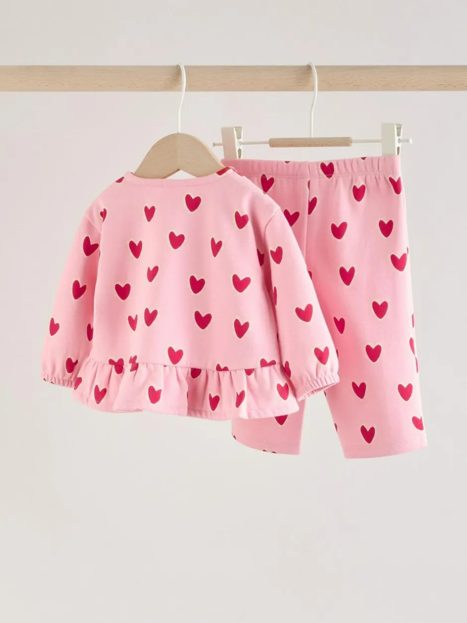 Next Pink Heart Top & Leggings Set 2 Piece (0mths-2yrs) Online