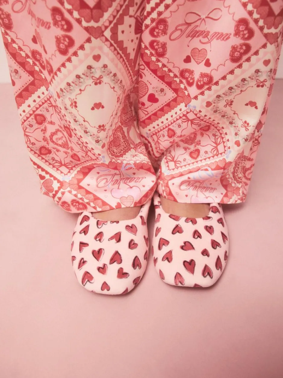 Next Pink Hearts Ballet Slippers New