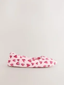 Next Pink Hearts Ballet Slippers New