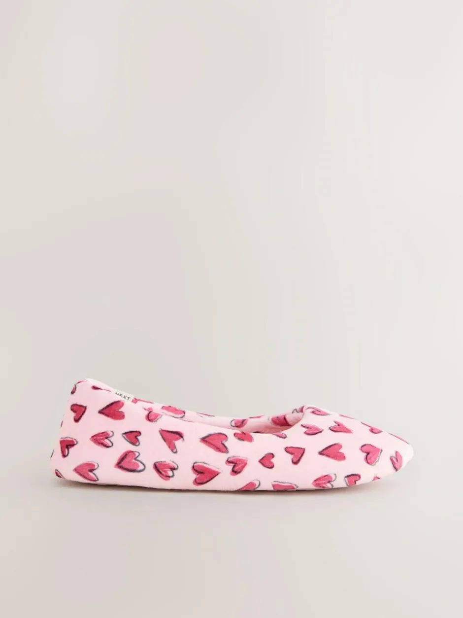 Next Pink Hearts Ballet Slippers New