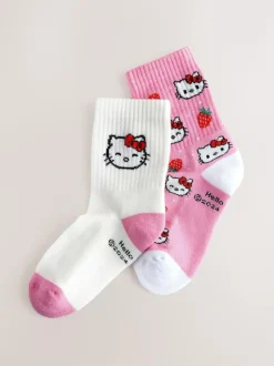 Next Pink Hello Kitty 2 Pack Cotton Rich Ankle Socks New