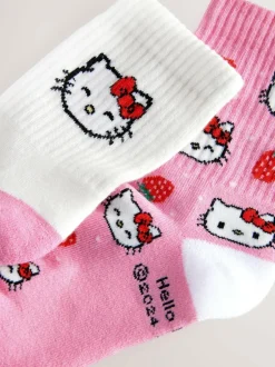 Next Pink Hello Kitty 2 Pack Cotton Rich Ankle Socks New